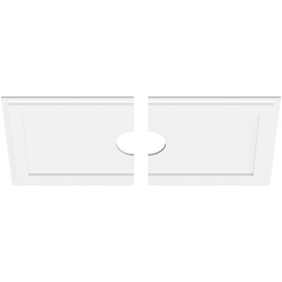 36"W x 18"H x 5"ID x 12 1/2"C x 1"P Rectangle Architectural Grade PVC Contemporary Ceiling Medallion, Two Piece