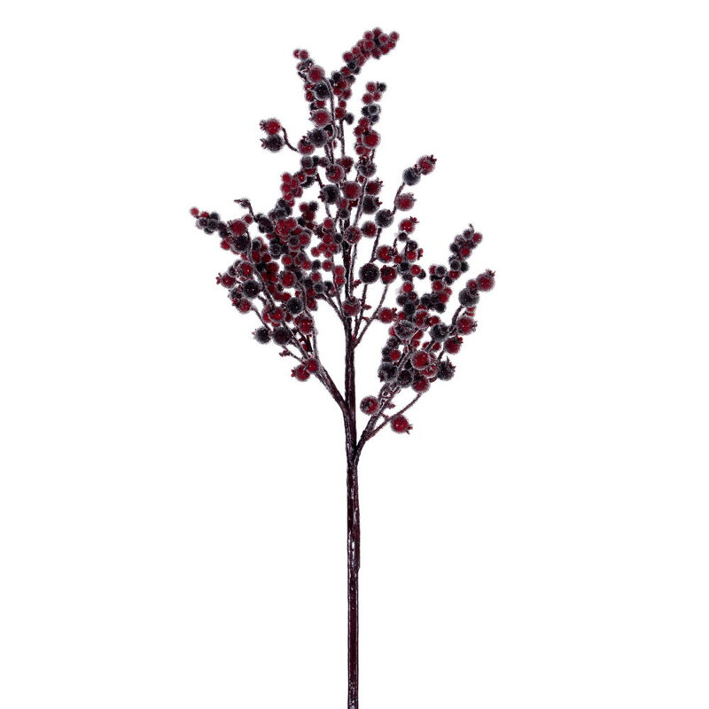 24" Winter Icy Red & Burgundy Berry Spray. Each bag contains three sprays.