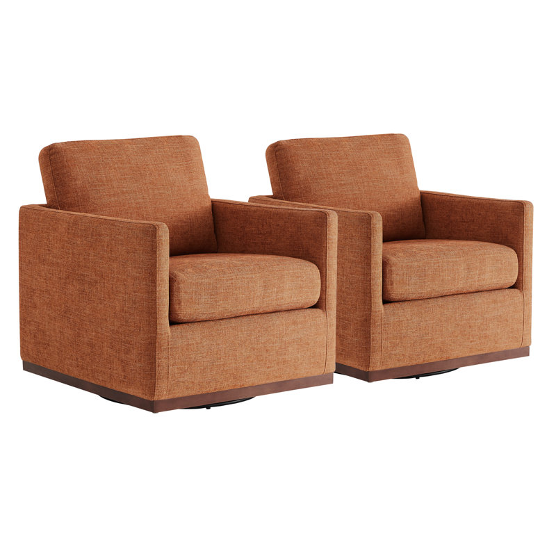 Benten Upholstered Swivel Armchair, Terracotta