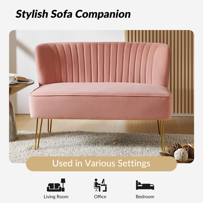 Euclid Upholstered 45'' Loveseat, Pink Velvet