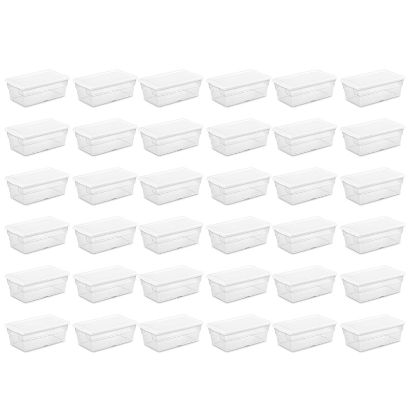 Sterilite Storage Box, Stackable Bin with Lid, Plastic Container to Organize Shoes and Crafts on Closet Shelves