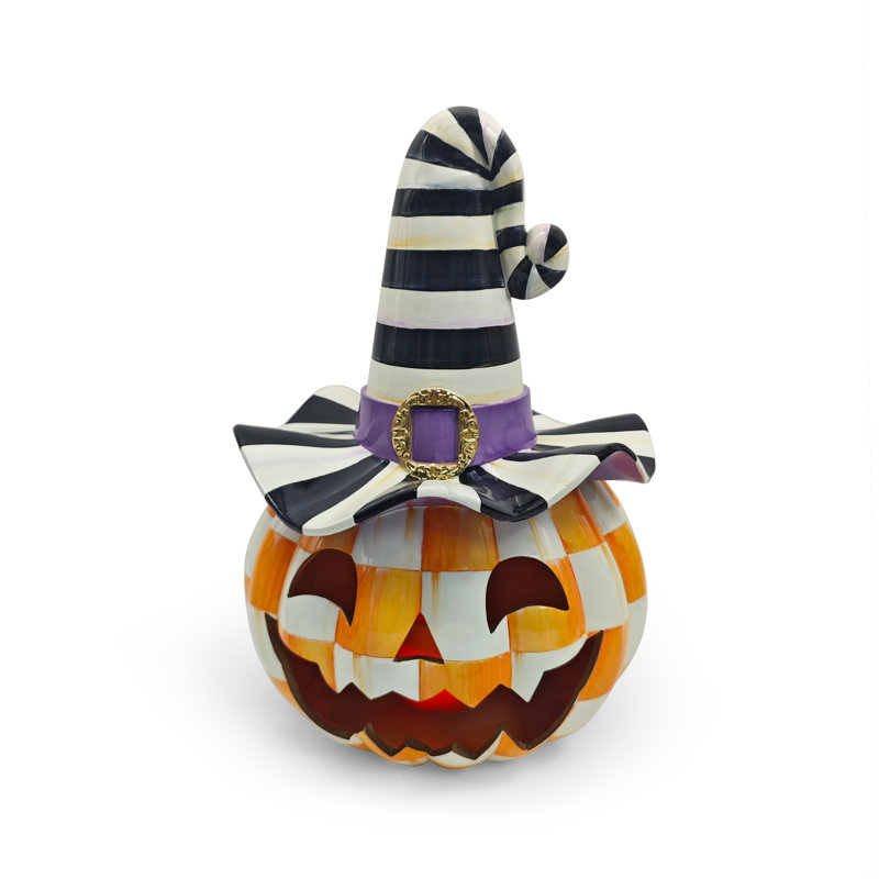 Orange Check Happy Jack Illuminated Pumpkin