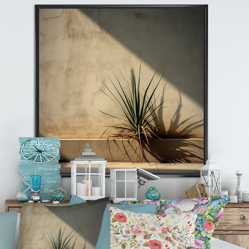 Plantes de minimalisme sur toile, H 24 po x l 24 po x P 1 po, Cadre flottant noir
