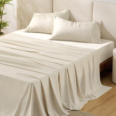 Bedsure Bamboo Rayon Sheet Set Breathable Silky Smooth Deep Pocket 16 Inch