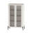 Abbey Modern Tempered Glass Bookcase Cabinet with Adjustable Shelves in Maple and Off White-648214589