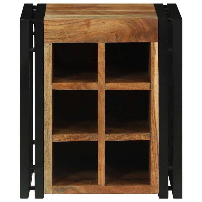 Solid Wood Open Shelving Wine Bottle Rack, Natural Oak