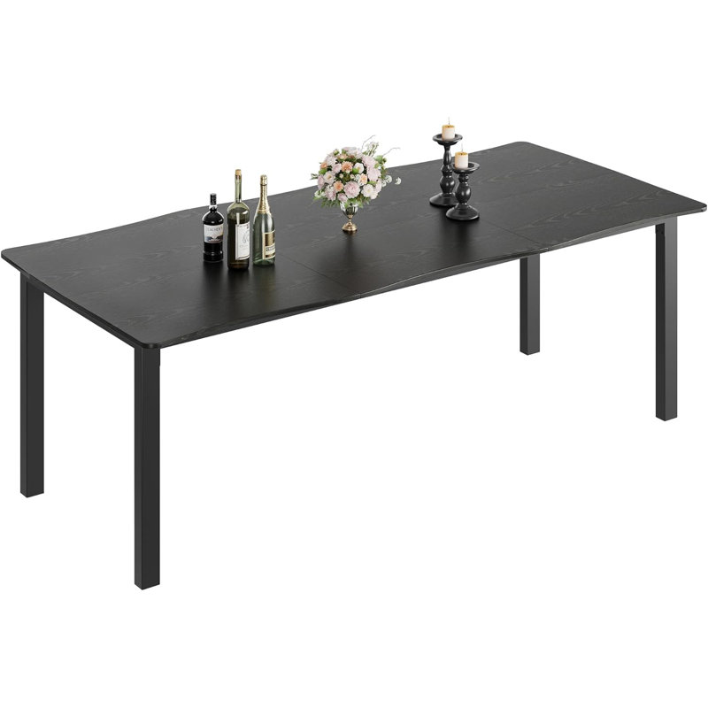 Table de salle à manger 70,9 pouces pour 6 à 8 personnes, table à rebord irrégulier en bois avec plateau en bois aggloméré épais et structure en métal, table polyvalente imperméable et résistante aux égratignures