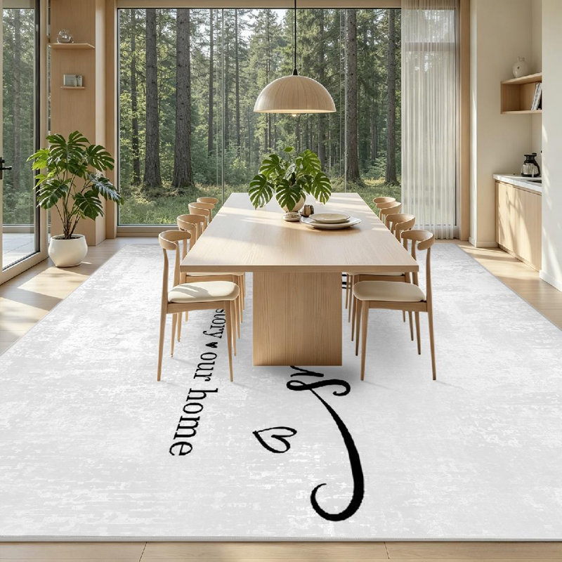 Tapis d'intérieur blanc lavable à la machine Story Home, Rectangle 79 po x 118 po