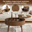 Table basse moderne à plateau relevable avec demi-plateau de rangement dissimulé en bois massif cannelé en noyer pour économiser de l'espace-813126573