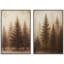 Sépia, pin, forêt, duo, paysage de forêt tranquille, impression sur toile encadrée 2 pièces-120420057-120420058