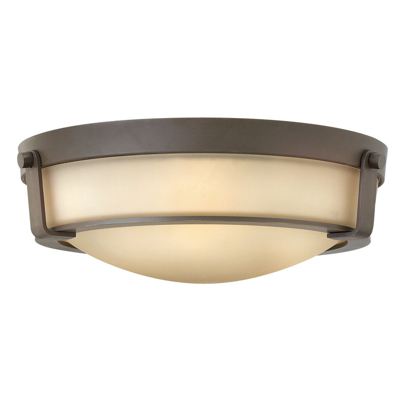 Hathaway Olde Bronze 3-Light Flush Mount with Etched Glass