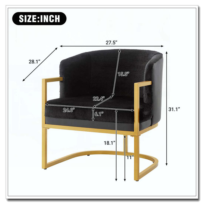 Chaise de lecture rembourrée Modern, Noir