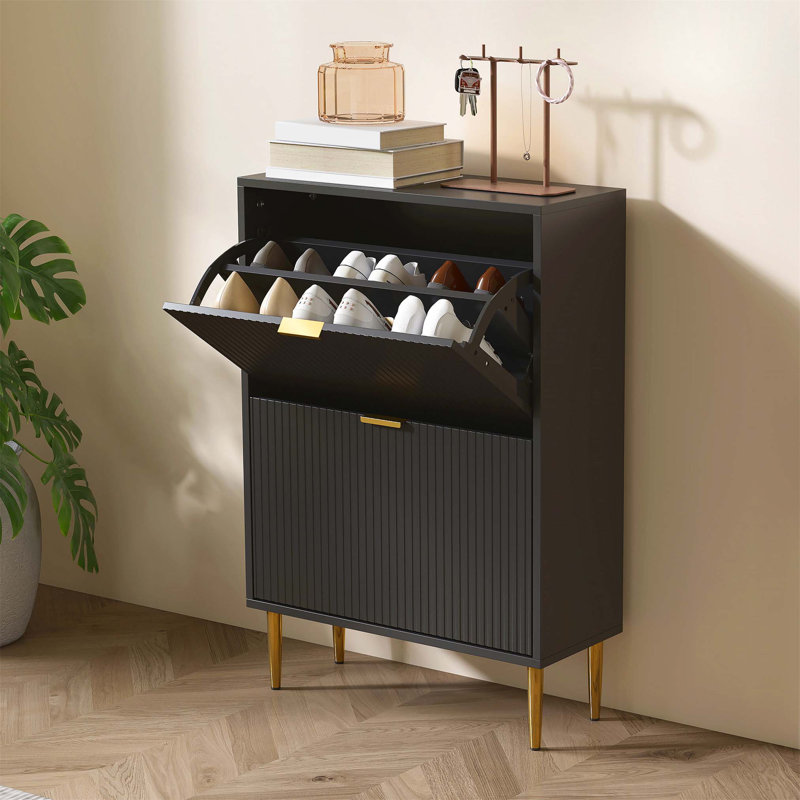 Flip Down Shoe Storage, 91cm H x 60cm W x 24cm D, Black