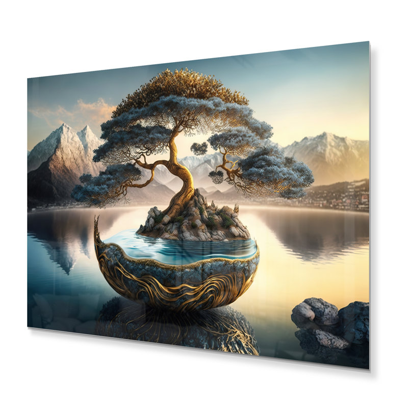 " Golden Bonsai Tree ", 12" H x 20" W x 1" D
