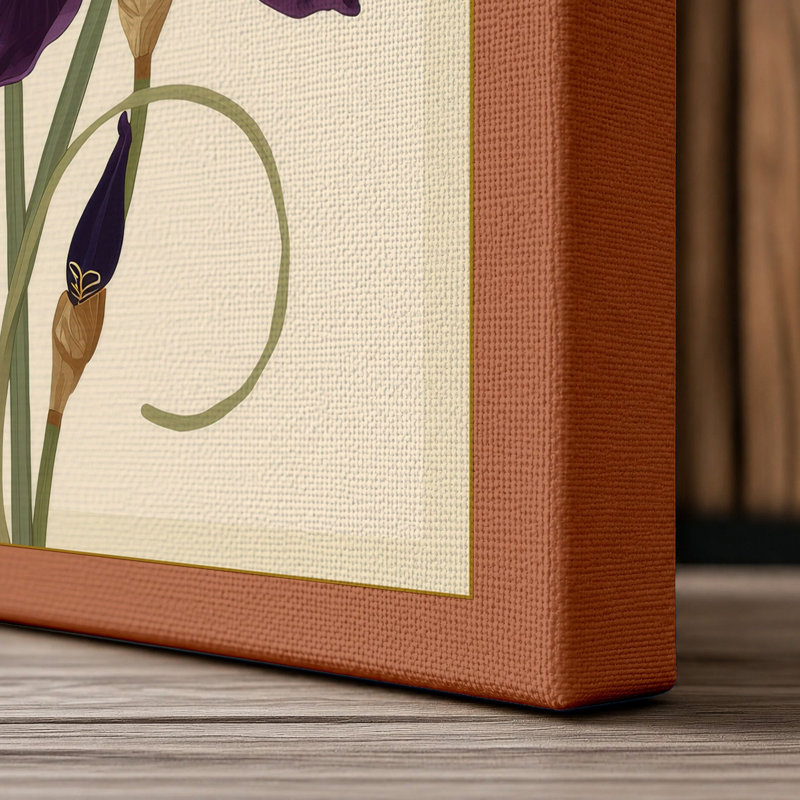 Purple Iris Study Botanical - Wrapped Canvas, 30x20 - 76.2 x 50.8 cm, Terracotta Border