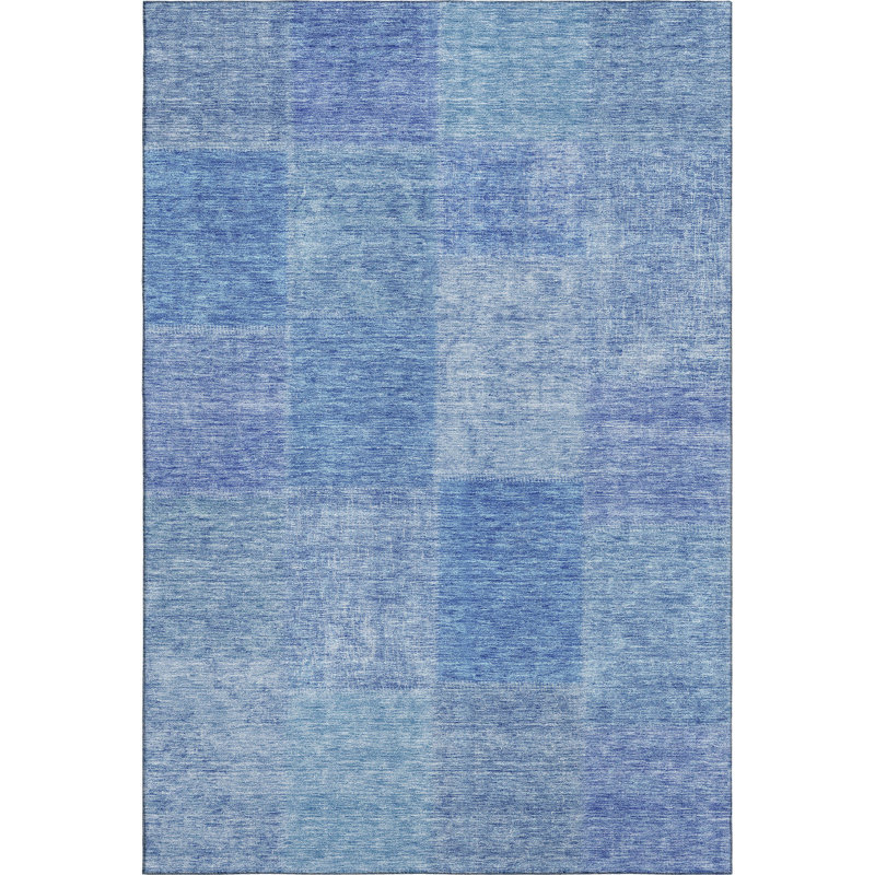 Premium Machine Washable Prisco Denim Rug, Rectangle 10' x 14'