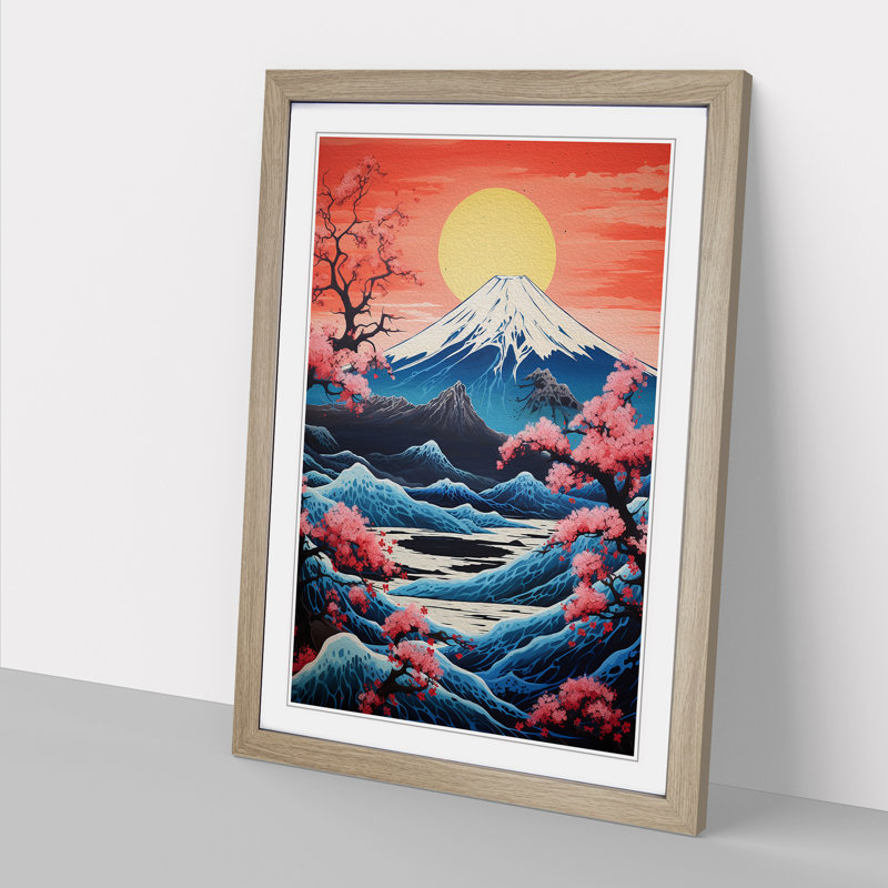 Mount Fuji Symbolism - Framed Print, Oak , 46cm H x 34cm W x 2cm D