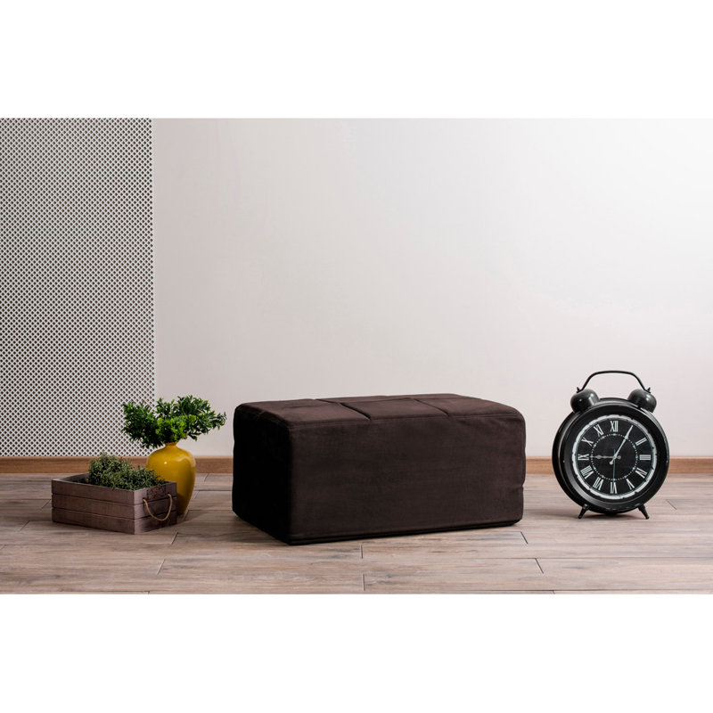 Repose-pieds rectangulaire de 35,4 po de largeur, 100 % polyester brun
