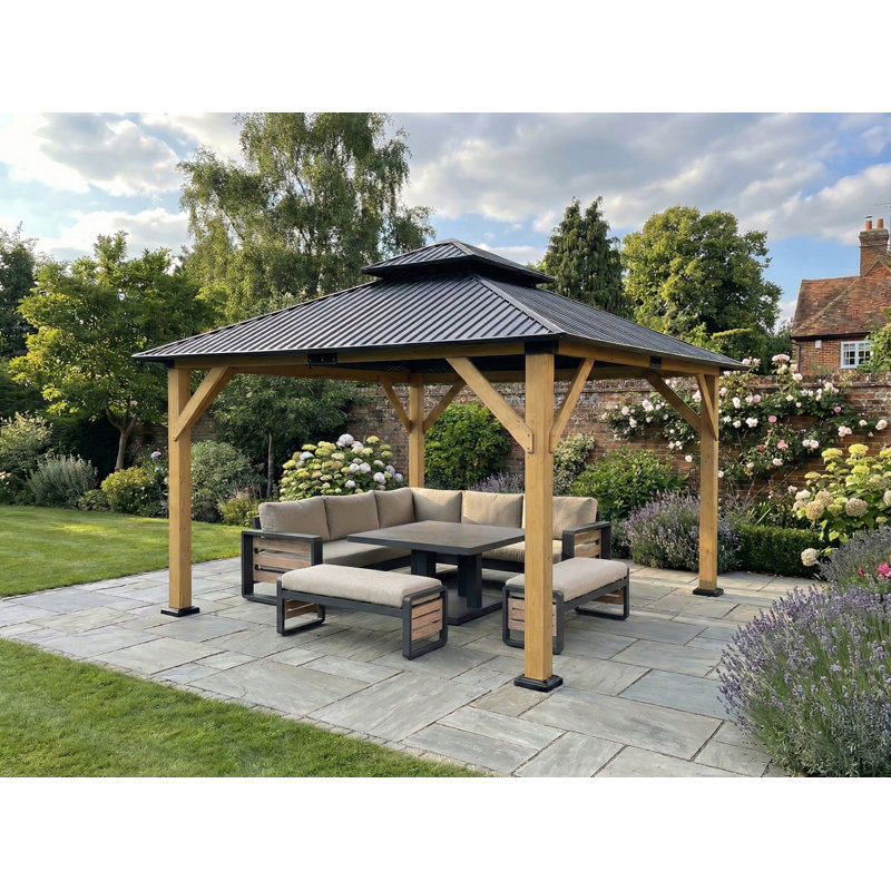 Ottawa 3.6 x 4m Cedar Wood Frame with Double Roof, 305cm x 300cm x 365cm