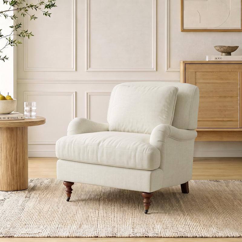 Fauteuil à roulettes English Classic, Blanc, 1, 29" W x 35" D x 33" H