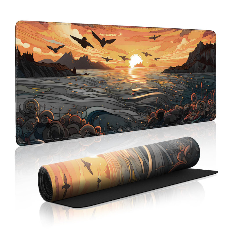 Sea Waves Large Gaming Mouse Pad,Anime Mouse Pad Gaming Mouse Mat Desk Pad,31.5 X 11.8In Desk Mat Mouse Pads For Desk,Extended Keyboard Pad XL Mousepad With Non-Slip Base And Stitched Edge