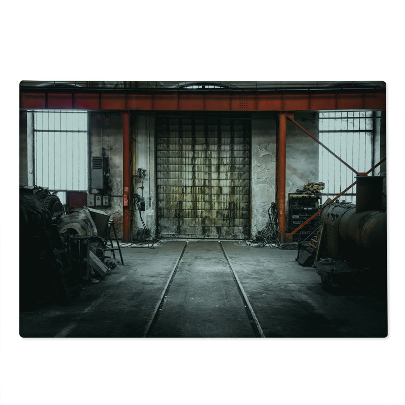 Ambesonne Industrial Cutting Board Large Size Rusty Storage Multicolor