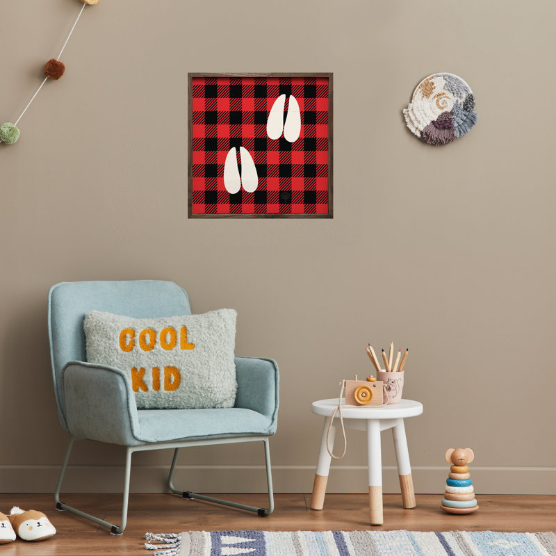Deer Prints Plaid Red, 4" H x 4" W