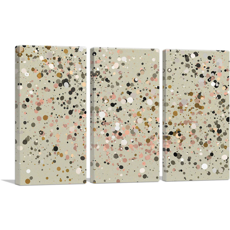 Olive, rose, vert, blanc, taches modernes, ensemble de 3 reproductions d'art sur toile tendue, H 40 po x l 60 po x 1,5 po