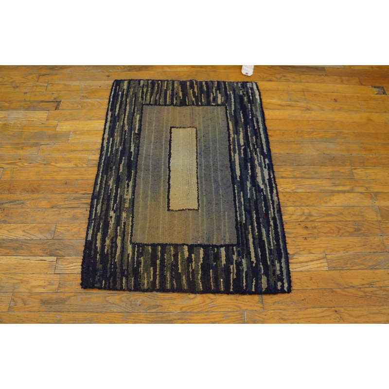 Wool Geometric Area Rug in Gray