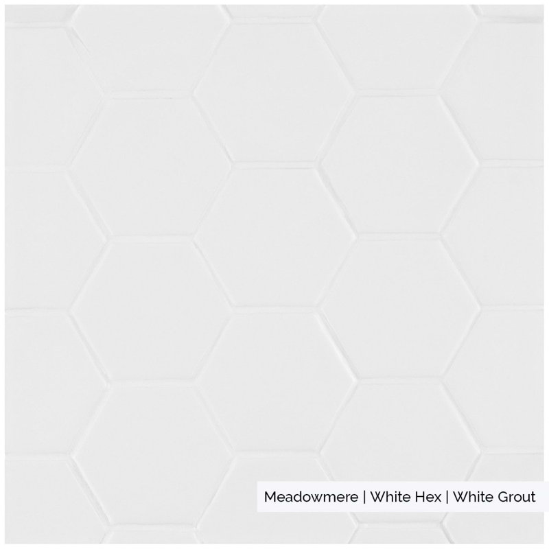 Meadowmere 3" Hexagon Matte Ceramic Tile, Cement White