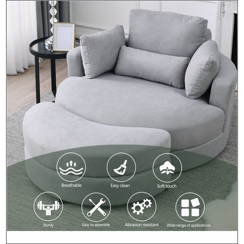 Grand fauteuil rond club pivotant gris, Gris clair