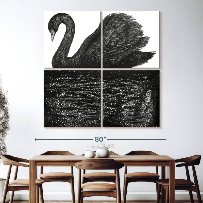 Brampt Black Swan Reflection, 74" H x 74" W