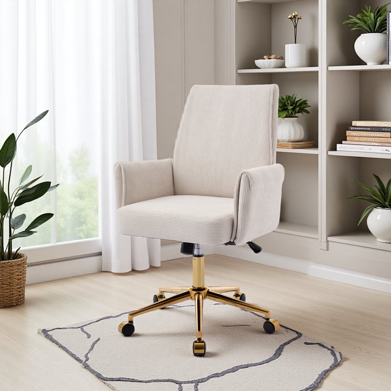 Mid-Back Liftable Office Chair And Ergonomically Designed, Is An Excellent Choice For Working, Studying Or Relaxing, White