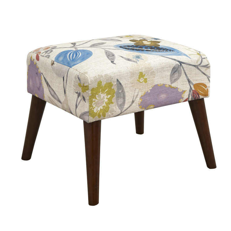Piersten Upholstered Ottoman, Blue/Green Floral Polyester