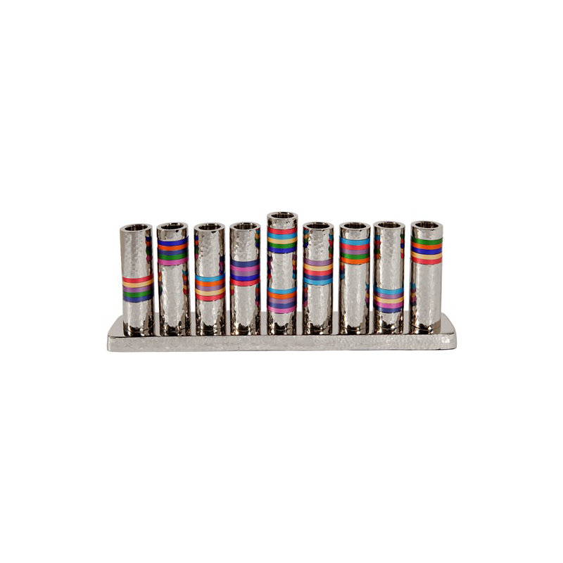 Anneaux de travail Emanuel Nickel Hammer Menorah, Orange / Vert