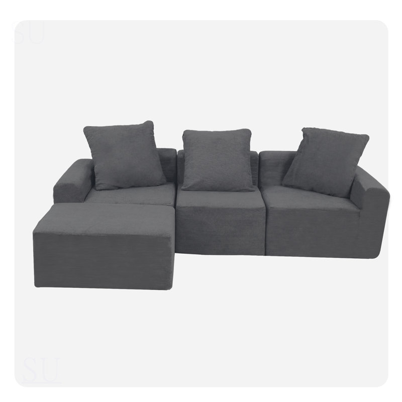 Boneless Convertible Modular Sectional Sofa Set With Microfiber Fabric, Safe Foam, And Easy-Clean Covers For Modern Living