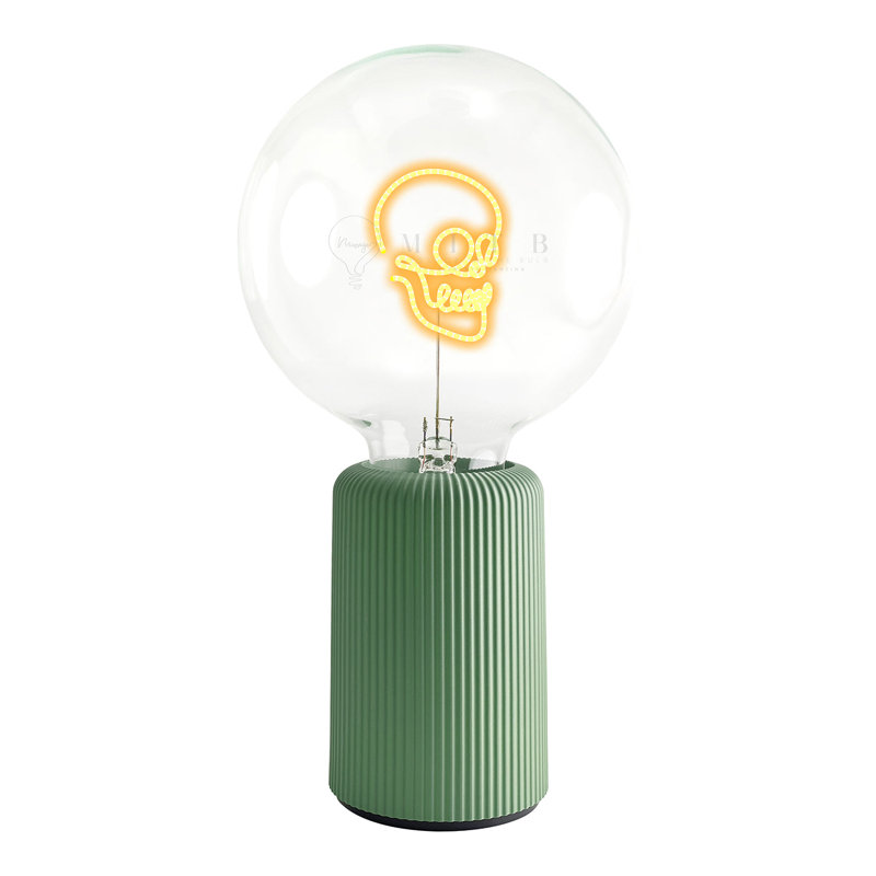 Ampoule SKUB ambre avec base de lampe de table PORTABLE Pop Nomad, H 19 po x l 6,8 po x P 13 po, Vert