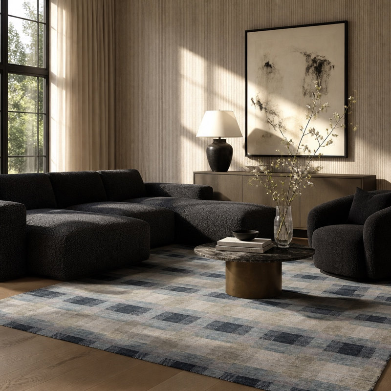 Tapis 100 % laine de Nouvelle-Zélande, Blue, 8'9" x 11'9"