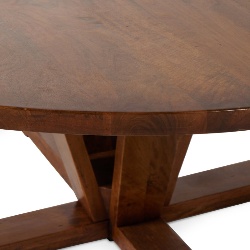 Cobain Round Solid Wood Dining Table, 30" H x 72" W x 72" L, Medium Brown