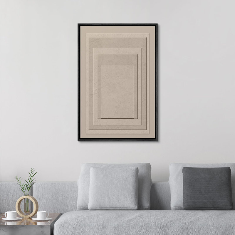 Paysage minimaliste minimaliste beige et crème abstrait géométrique sur, Noir, H 36 po x l 24 po
