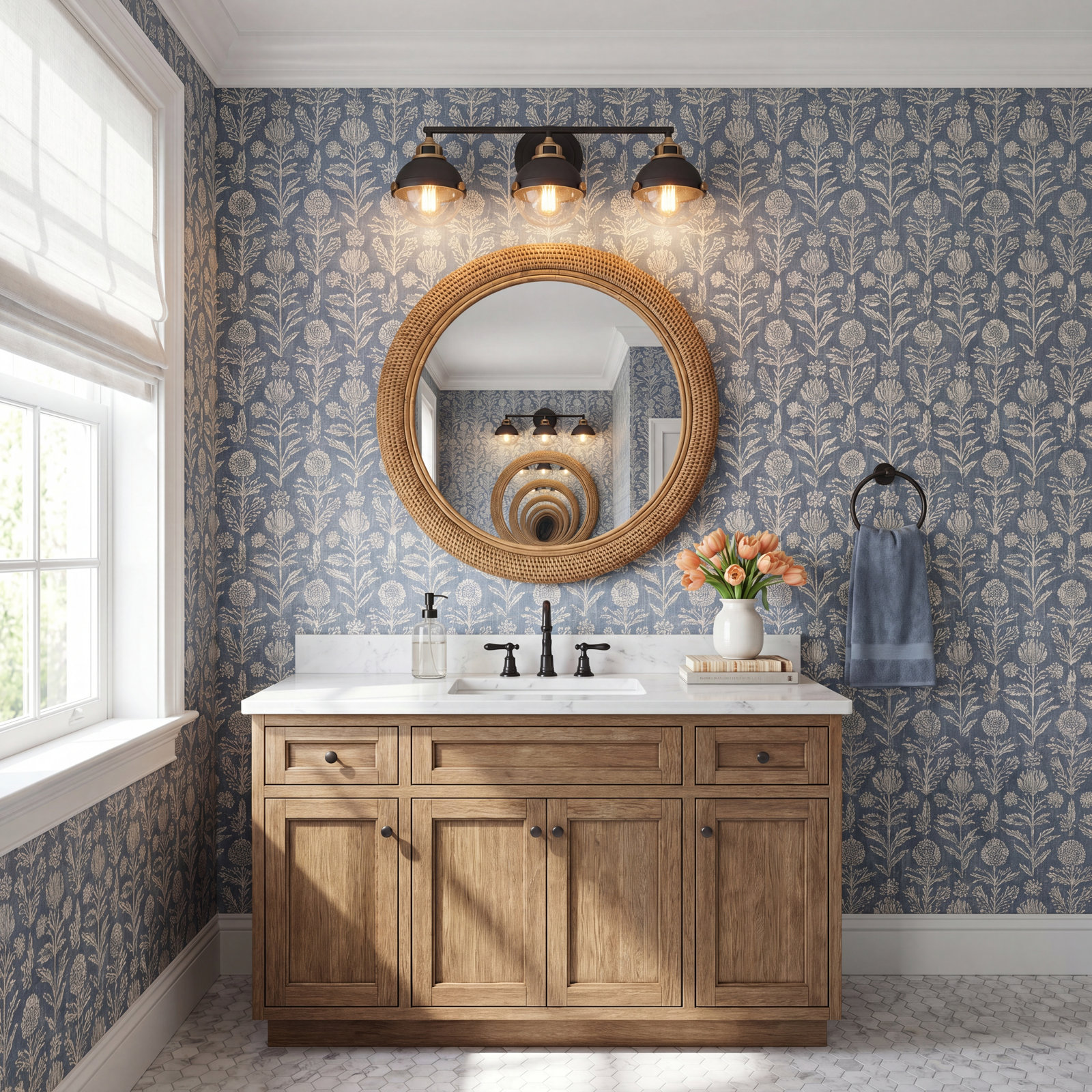 Kyoto 3-Light Dimmable Brass Vanity Light