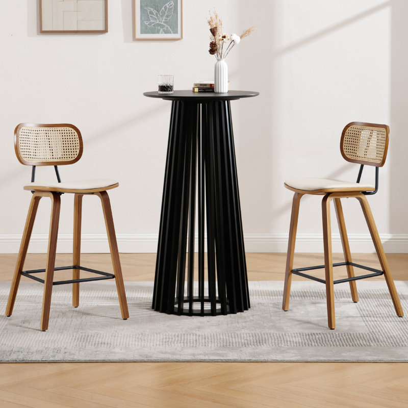 Ensemble de table de bar 3 pièces avec tabourets en polyuréthane, Noir, noir, noir, noir, 3 pièces: table, 2 chaises