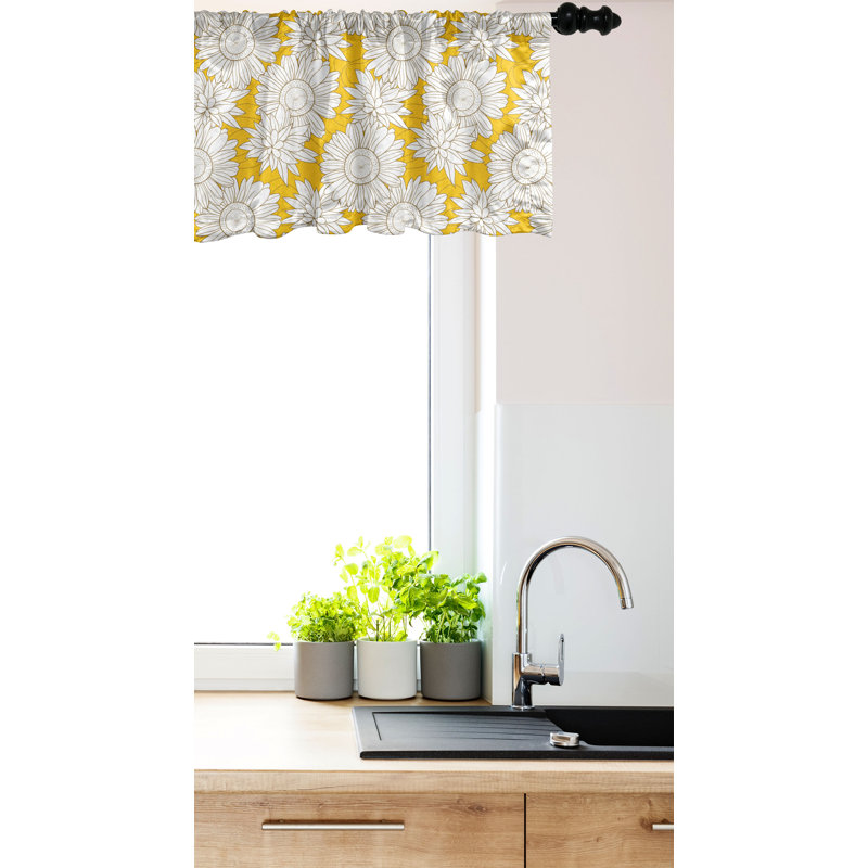 Cantonnière Ambesonne jaune et blanc lot de 2 camomille jaune et blanc, L 54 po x L 18 po