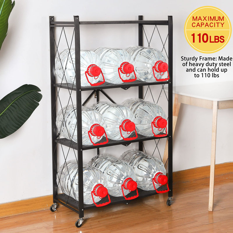 Aleander 27.95'' W Steel Shelving Unit with Wheels, White