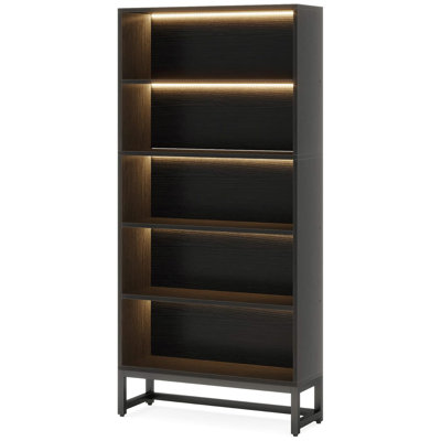 Bibliothèque à DEL 70,87 "à 5 niveaux avec rangement robuste pour salon, bureau, chambre à coucher