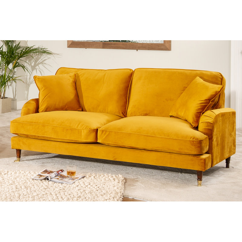 Fabiola Velvet Sofa, 4, Mustard