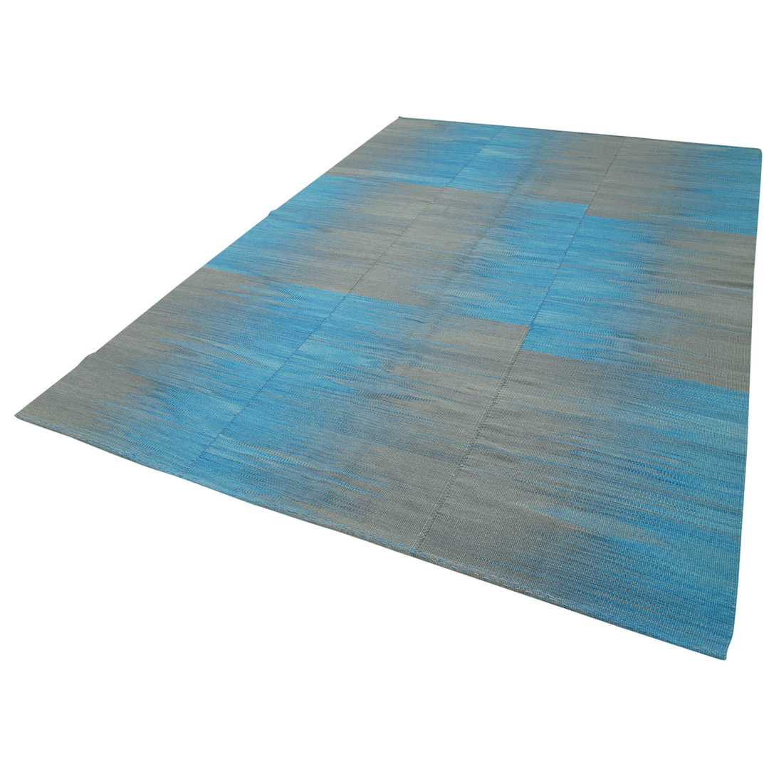 Degrade Kilim Blue Striped Wool Handmade Area Rug
