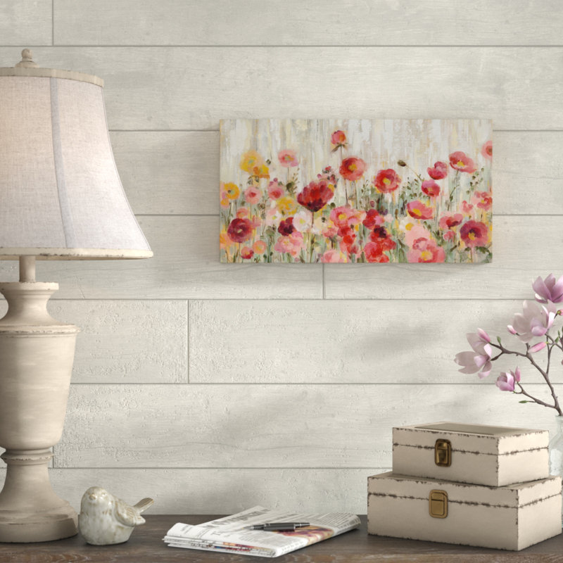 « arrosage des fleurs », reproduction de peinture à l’acrylique sur toile tendue, H 10 po x l 19 po