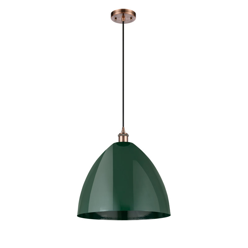 Luminaire suspendu conique 1 lumière, Vert, Doré