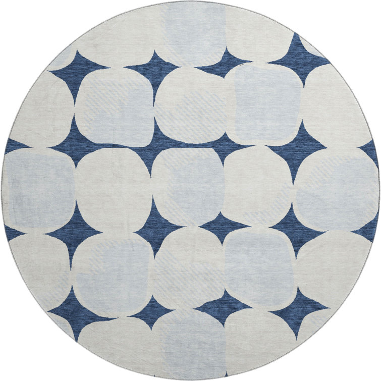 Premium Machine Washable Prisco Navy Rug